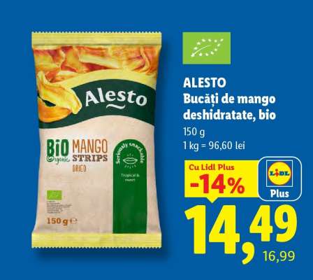 Alesto Bucăți de mango deshidratate, bio