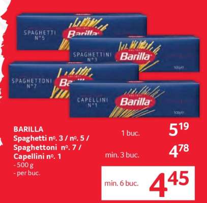 BARILLA Spaghetti nº. 3 / nº. 5 / Spaghettoni nº. 7 / Capellini nº. 1