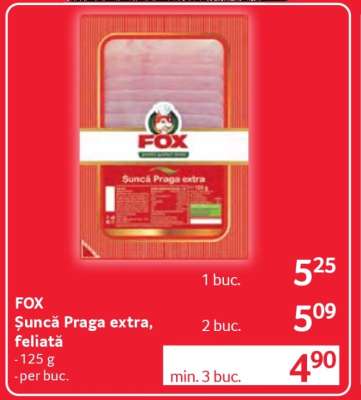 FOX Şuncă Praga extra, feliată