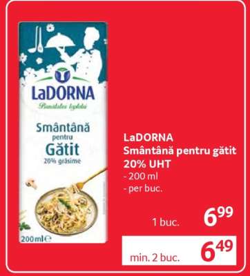 LaDORNA Smântână pentru gătit 20% UHT