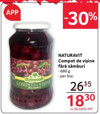 NATURAVIT Compot de vișine fără sâmburi