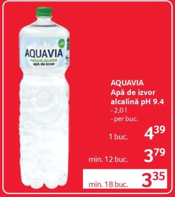 AQUAVIA Apă de izvor alcalină PH 9.4