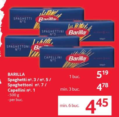 BARILLA Spaghetti nº. 3 / nº. 5 / Spaghettoni nº. 7 / Capellini nº. 1