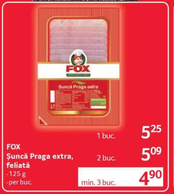 FOX Şuncă Praga extra, feliată