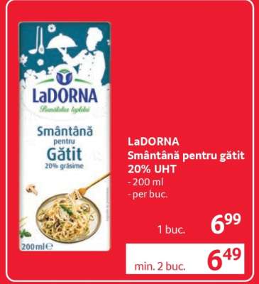 LaDORNA Smântână pentru gătit 20% UHT