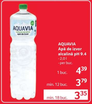 AQUAVIA Apă de izvor alcalină PH 9.4