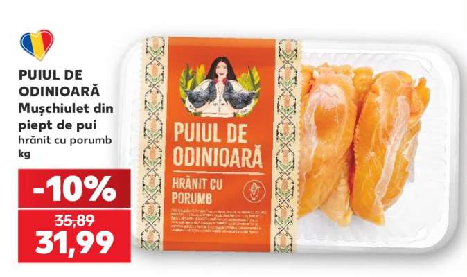 PUIUL DE ODINIOARĂ Mușchiuleț din piept de pui hrănit cu porumb