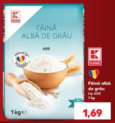 Făină albă de grâu tip 650