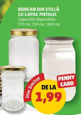 Borcan din sticlă cu capac metalic