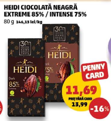 HEIDI CIOCOLATĂ NEAGRĂ EXTREME 85%/INTENSE 75%