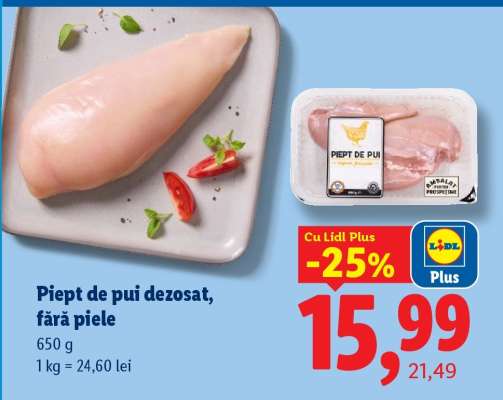 Piept de pui dezosat, fără piele