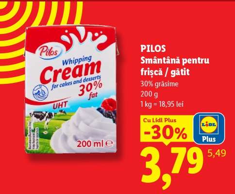PILOS Smântână pentru frișcă/gătit