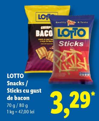 LOTTO Snacks / Sticks cu gust de bacon