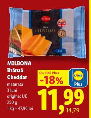 Milbona Brânză Cheddar