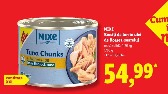 NIXE Bucăți de ton în ulei de floarea-soarelui