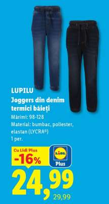 LUPILU Joggers din denim termici băieți