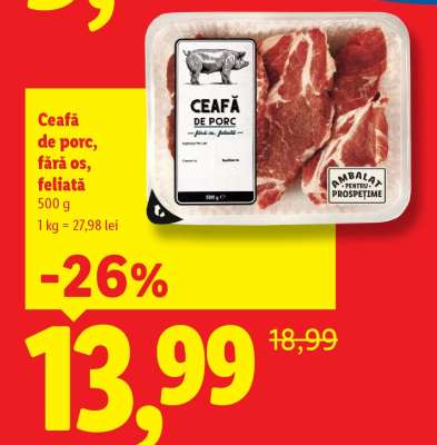 Ceafă de porc fără os, feliată