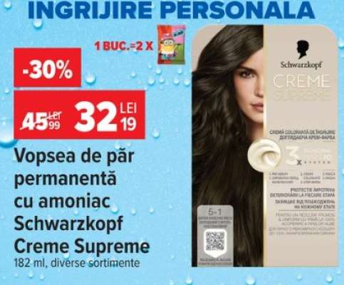 Vopsea de păr permanentă cu amoniac Schwarzkopf Creme Supreme