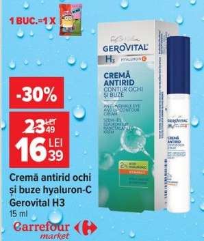 Cremă antirid ochi și buze hyaluron-C Gerovital H3