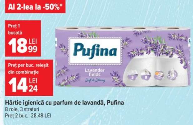 Hârtie igienică cu parfum de lavandă, Pufina