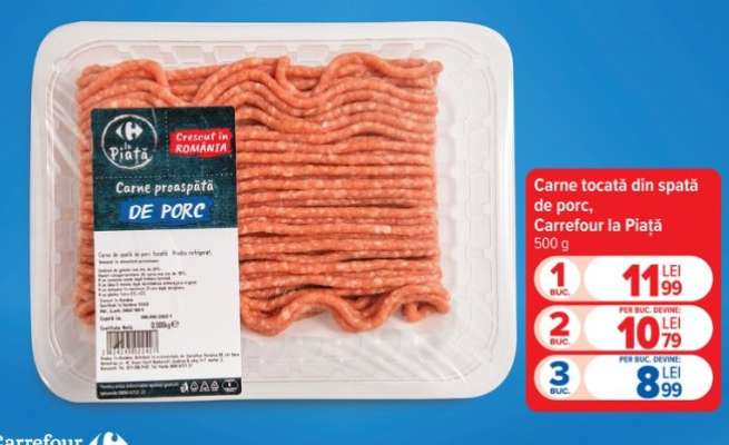 Carne tocată din spată de porc, Carrefour la Piață