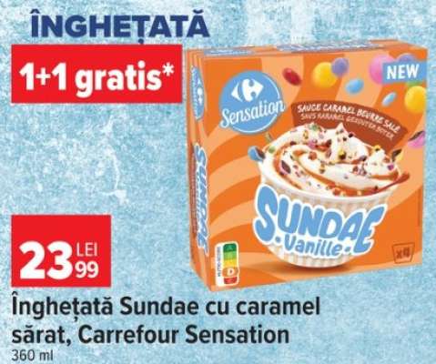 Înghețată Sundae cu caramel sărat, Carrefour Sensation