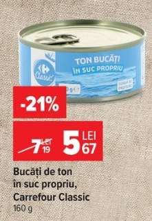 Bucăți de ton în suc propriu, Carrefour Classic