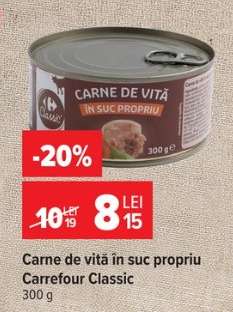 Carne de vită în suc propriu Carrefour Classic