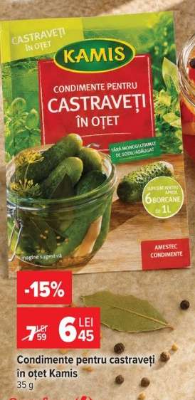 Condimente pentru castraveți în oțet Kamis