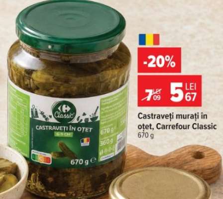 Castraveți murați în oțet, Carrefour Classic 670 g