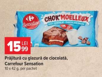 Prăjitură cu glazură de ciocolată, Carrefour Sensation