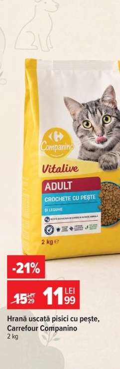 Hrană uscată pisici cu pește, Carrefour Companino