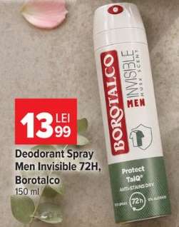 Deodorant Spray Men Invisible 72H, Borotalco