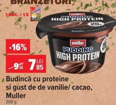 Budincă cu proteine și gust de vanilie/cacao, Muller