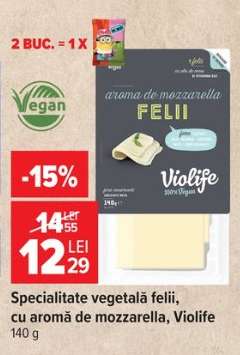 Specialitate vegetală felii, cu aromă de mozzarella, Violife