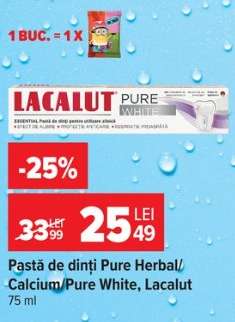 Pastă de dinți Pure Herbal/Calcium/Pure White, Lacalut