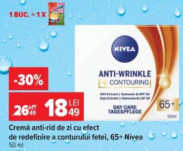 Cremă anti-rid de zi cu efect de redefinire a conturului feței 65+, Nivea