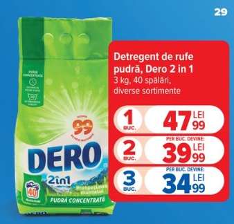 Detergent de rufe pudră Dero 2 in 1