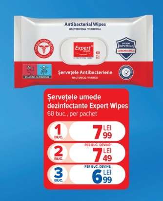 Șervețele umede dezinfectante Expert Wipes