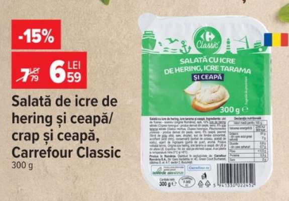 Salată de icre de hering și ceapă/crap și ceapă, Carrefour Classic