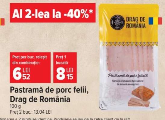 Pastramă de porc felii, Drag de România
