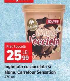 Înghețată cu ciocolata și alune, Carrefour Sensation