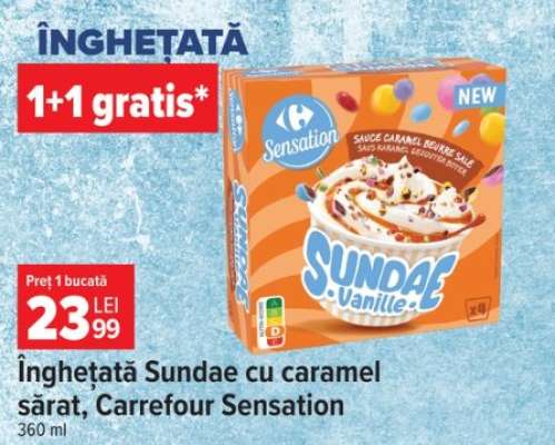 Înghețată Sundae cu caramel sărat, Carrefour Sensation