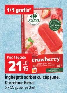 Înghețată sorbet cu căpșune, Carrefour Extra