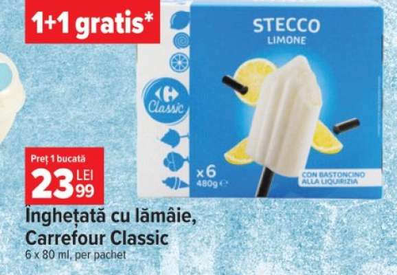 Înghețată cu lămâie Carrefour Classic