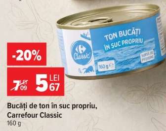 Bucăți de ton în suc propriu, Carrefour Classic