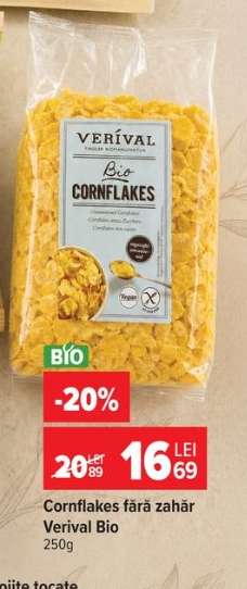 Cornflakes fără zahăr Verival Bio