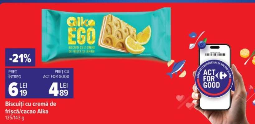 Biscuiți cu cremă de frișcă/cacao Alka