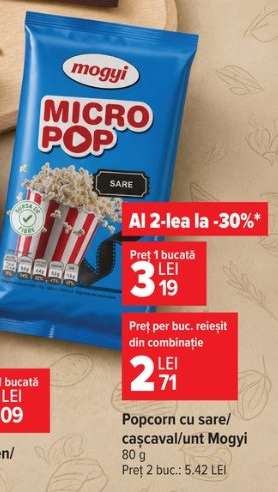 Popcorn cu sare/cascaval/unt Mogyi