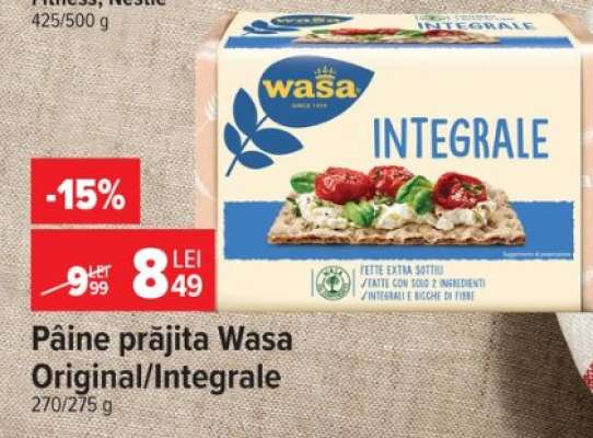 Pâine prăjită Wasa Original/Integrale